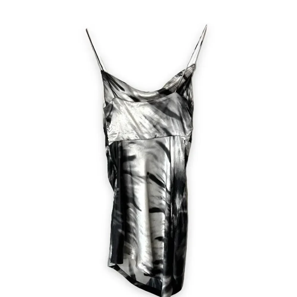 Retrofete Auris Dress Auris Silk Cocktail Mini Dress Tie Dye Square Neck Size S